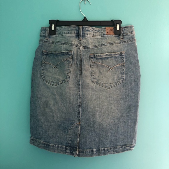 Chiqle denim light wash straight jean skirt - Picture 2 of 6